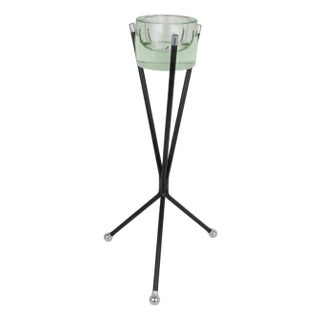 Mid-Century Metal and Glass Ashtray Vide Poche Side Table, circa 1960 For Sale