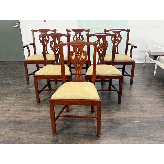 Traditional Henkel Harris Chippendale Style Dining Chairs, Set of Six For Sale - Image 3 of 12