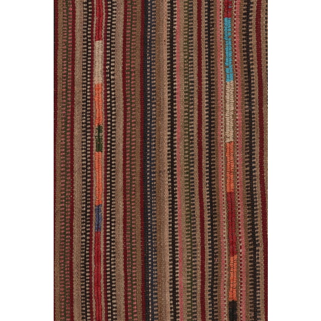 Vintage Palas Bidjari Persian Square Kilim, Colorful Geometric Stripe - Rug & Kilim For Sale In New York - Image 6 of 8