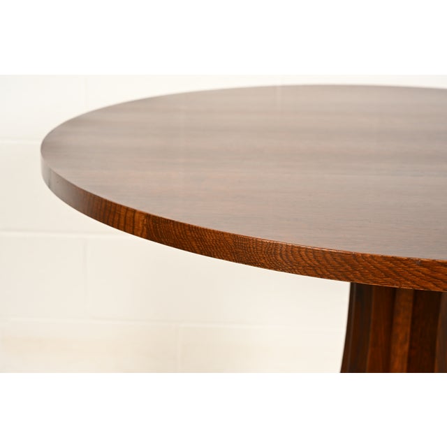 Wood Stickley Mission Oak Arts & Crafts Pedestal Center Table or Breakfast Table For Sale - Image 7 of 13