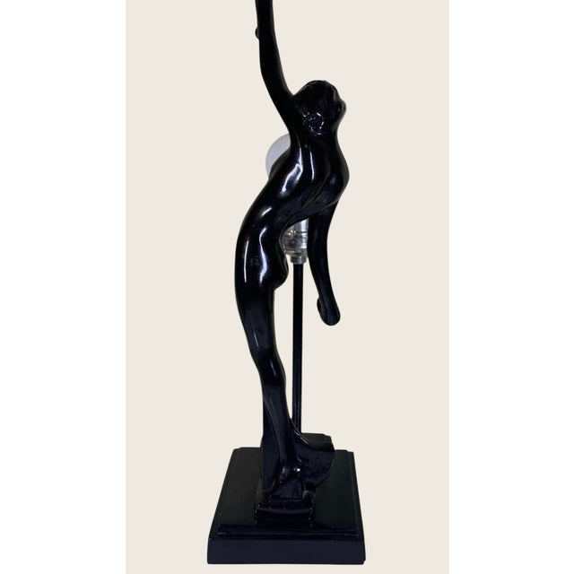 Art Deco 1980s Art Deco Frankart Nude Nymph With Consolidated Glass Moon Lamp by Sarsaparilla For Sale - Image 3 of 6
