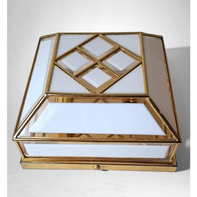 Mid 20th Century Italian Brass and Frosted Opaline Glass Flush Mount Ceiling Light For Sale - Image 4 of 18