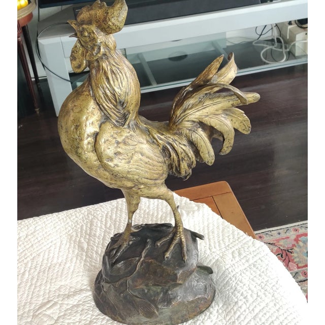 Antique French Bronze Rooster Signed For Sale In Tampa - Image 6 of 12