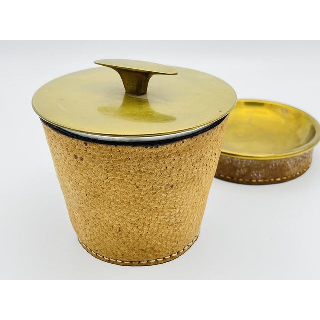 Humidor & Ashtray with Leather Cover by Carl Auboeck, 1960s, Set of 2 For Sale - Image 6 of 10