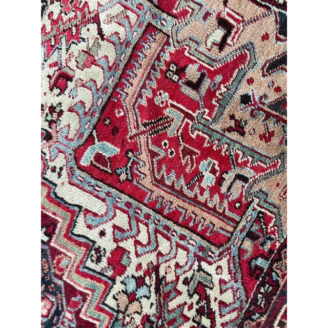 Antique Rich Heriz Full Pile Pastel Greens Rug 9 x 11.8 For Sale - Image 12 of 15