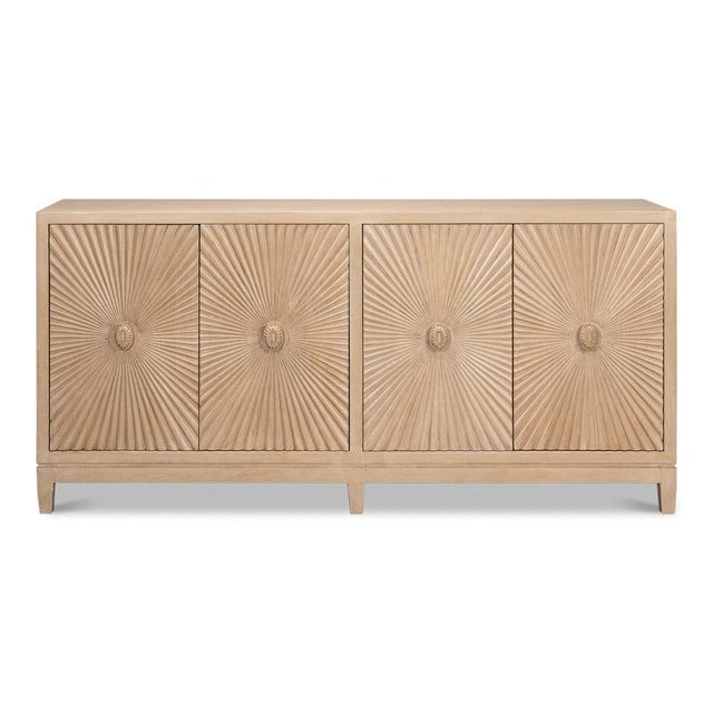 Contemporary Carved Sunburst Sideboard, 76 Inches For Sale - Image 3 of 11