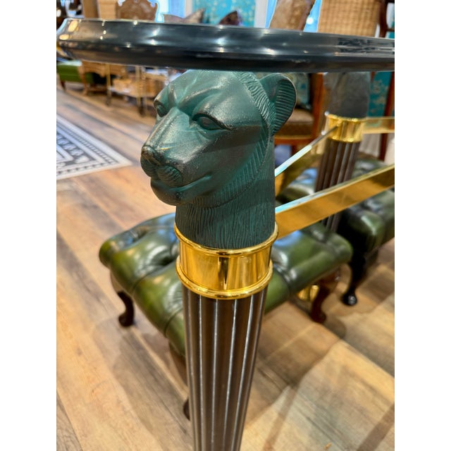 Art Deco 1980’s Art Deco Style Bronze and Brass Panther Head Accent Table, Made in Italy For Sale - Image 3 of 12