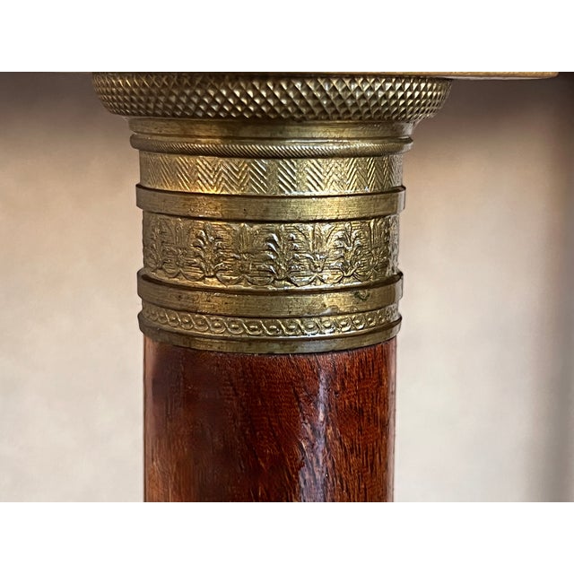 Pair of Empire Style Marble-Top Nightstands With Shelve and Low Drawer For Sale - Image 9 of 10