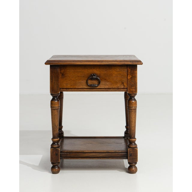 Wood French Oak Side Table in Original Patina, Circa 1970 For Sale - Image 7 of 14