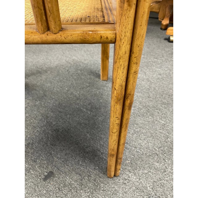 Mid 20th Century Vintage Drexel Captiva Faux Bamboo Woven Rattan Glass Top Side Table For Sale - Image 5 of 9