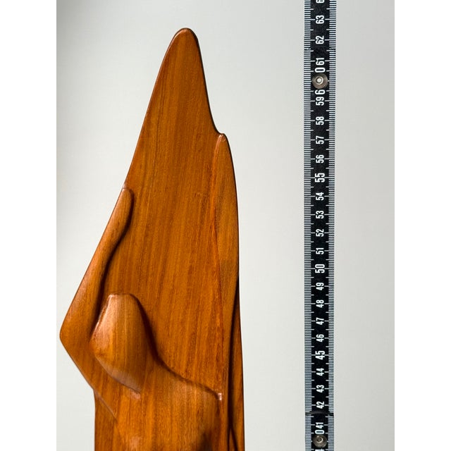 Large Mid-Century Hand-Carved Sculpture of a Woman with Boat and Paddle, 1960s, Teak For Sale - Image 13 of 18