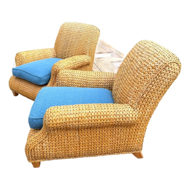 Ralph Lauren Woven Lounge Chairs, Set of 2 For Sale