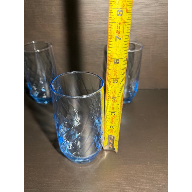 Vintage Anchor Hocking Misty Blue Optic Swirl Glasses Set 9 pcs For Sale In Houston - Image 6 of 12