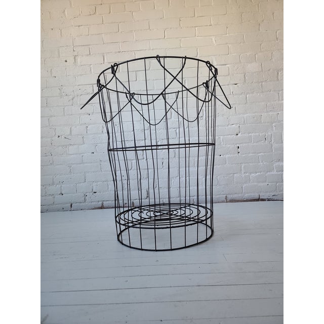 Metal Large Vintage 1920s Industrial Wire Trash Basket For Sale - Image 7 of 8