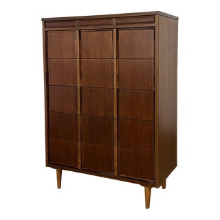 1960s Walnut Highboy Dresser by Basset For Sale