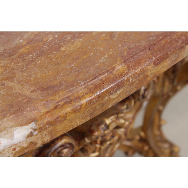 Outstanding French Paint Decorated Marble Top Console Table For Sale - Image 4 of 13