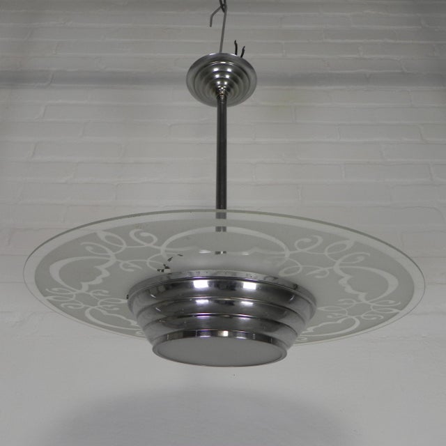 Art Deco Pendant Lamp with Glass Disc, 1930s For Sale - Image 13 of 14