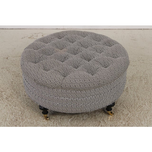 Modern Round Tufted Modern Design Cocktail Ottoman For Sale - Image 3 of 11
