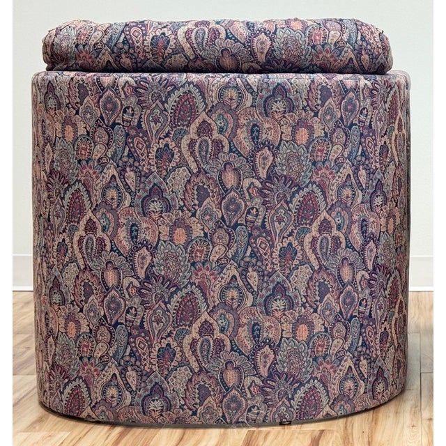 Vintage Damask Upholstery Rounded Back Parsons Chair For Sale - Image 12 of 14