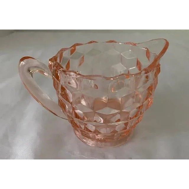 Pink Vintage Hazel Atlas Cubist Style Pink Glass Creamer For Sale - Image 8 of 8