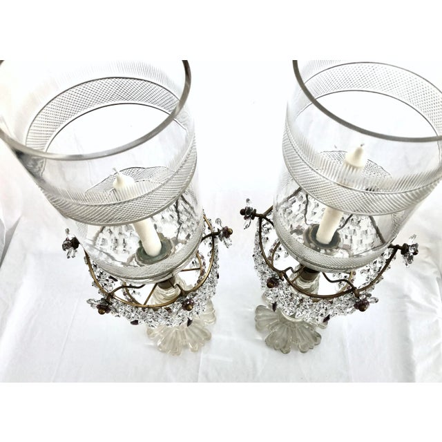 Transparent British 19th Century Pair of F & C Osler Style Glass Hurricanes For Sale - Image 8 of 12