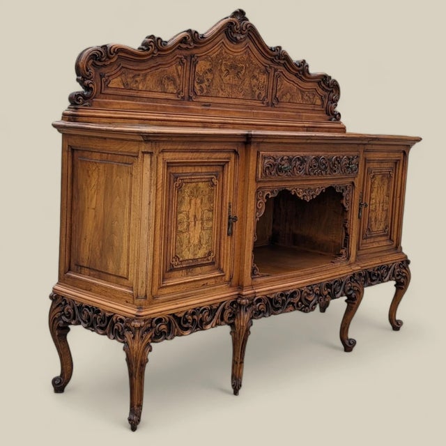 Antique Italian Carved Burl Wood Sideboard, 19th Century, Victorian, Marble For Sale - Image 10 of 10