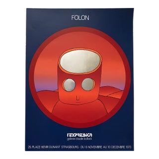 1973 Jean Michel Folon Screenprint "L' Expression" for Gallerie Claude Bollack For Sale