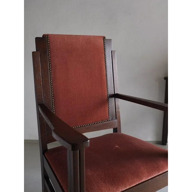 Amsterdam School Oak Armchairs, Netherlands, 1920s, Set of 2 For Sale - Image 9 of 12