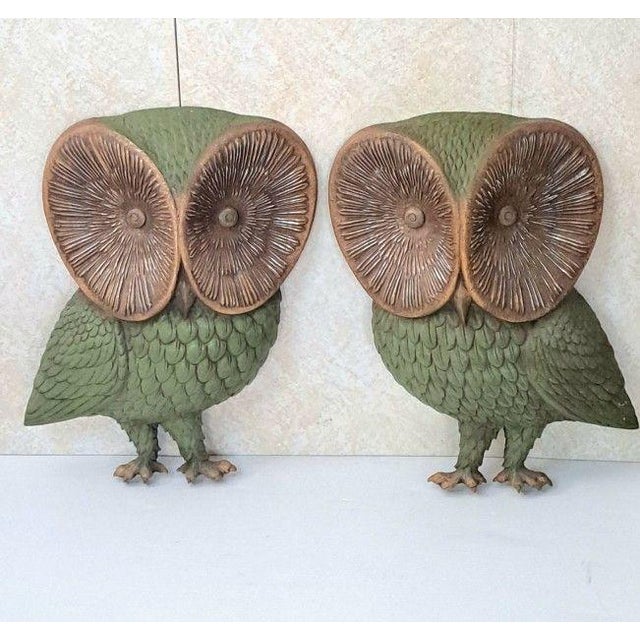 Mid-Century Modern Pair of 1967 Burwood Mid-Century Owl Wall Art For Sale - Image 3 of 12