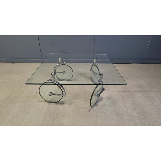 Glass Coffee Table with Wheels by Gae Aulenti, 1980s For Sale - Image 8 of 13