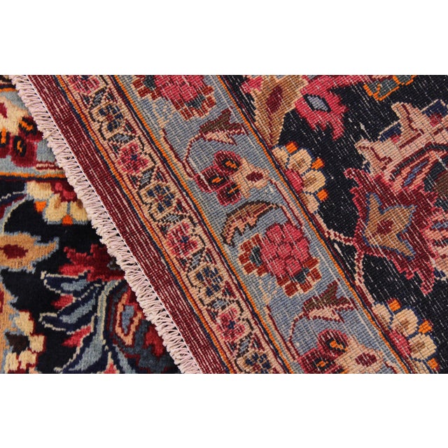 Textile Vintage Hand-Knotted Wool Rug – 10.2 X 13.2 Red Medallion Traditional Rug For Sale - Image 7 of 8