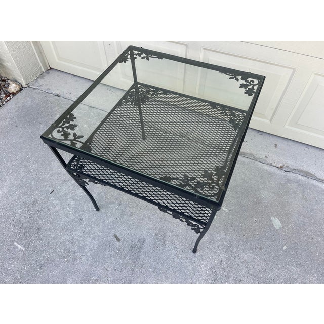 Vintage Woodard Orleans Wrought Iron Glass Top Coffee Table and End Table, a Set of 2 For Sale In Naples, FL - Image 6 of 11
