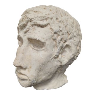 Mid 20th Century Studio-Sculpted Plaster Bust – Vintage Classical Head Study With Brutalist Patina For Sale
