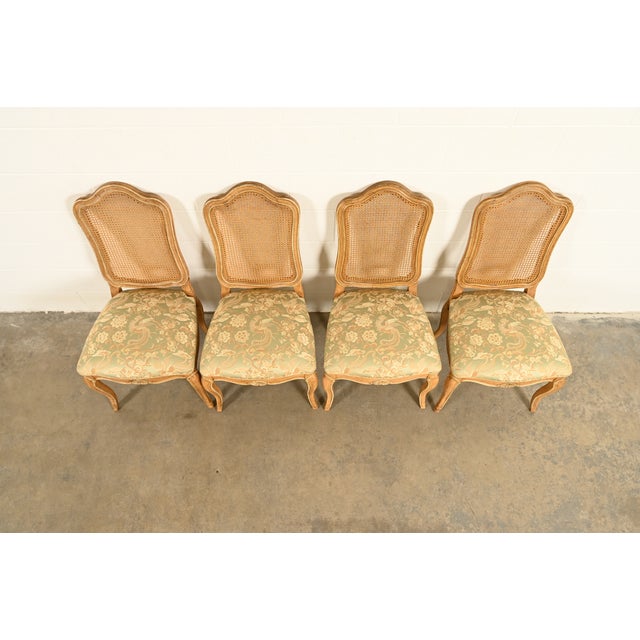John Stuart French Provincial Louis XV Carved Oak and Cane Back Side Chairs or Dining Chairs | Set of Four For Sale In South Bend - Image 6 of 14