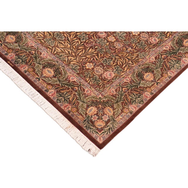 Renaissance Shabby Chic 1990's Pak-Persian Brown/Gold Wool Rug - 8'3'' X 9'5'' For Sale - Image 3 of 9