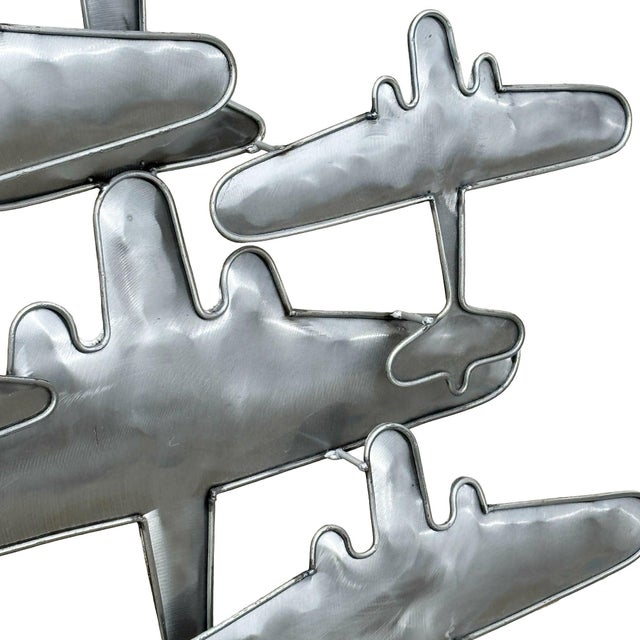 Silver Postmodern Brush Steel Airplane Fighter Plane Wall Sculpture by Artisan House For Sale - Image 8 of 11