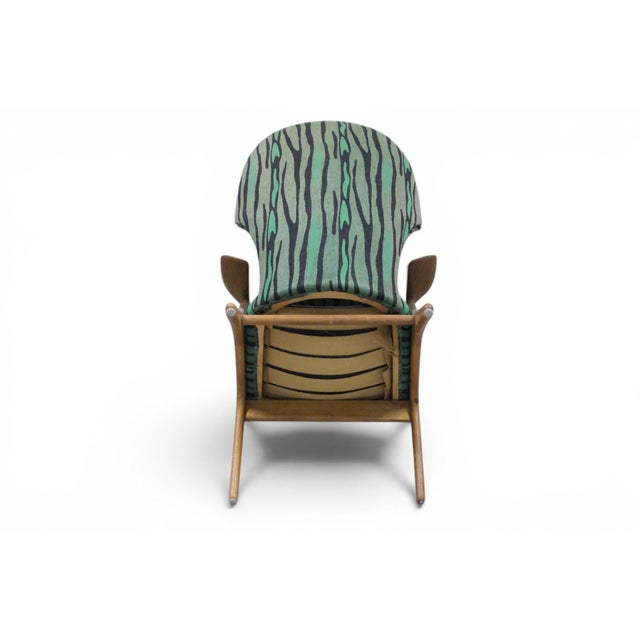 Mid 20th Century Danish Modern Highback Oak Lounge Chair Attributed to Kurt Østervig For Sale - Image 5 of 11