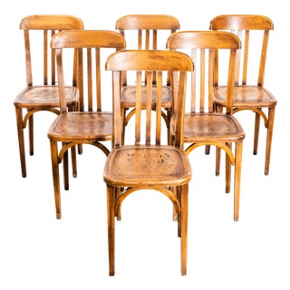Upright Café Bentwood Dining Chairs from Delaroux, 1950s, Set of 6 For Sale