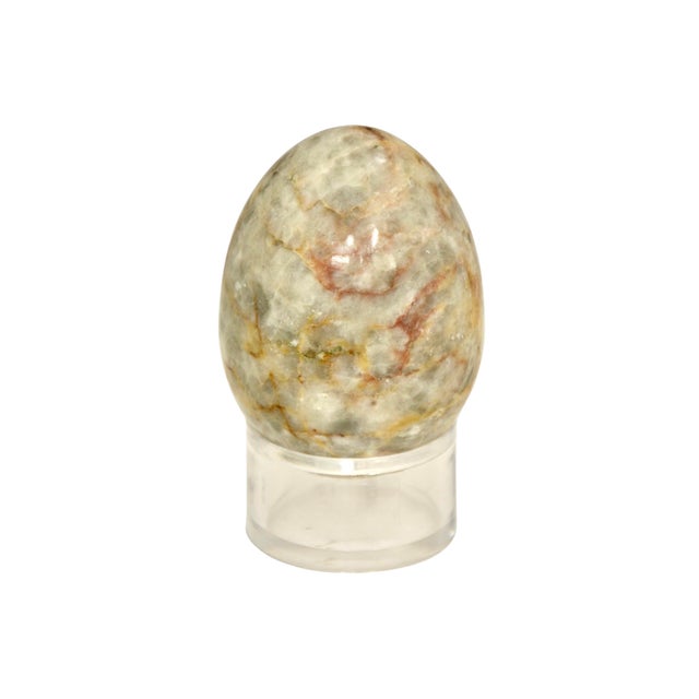 Contemporary Marbled Stone Egg W/ Stand For Sale - Image 3 of 7