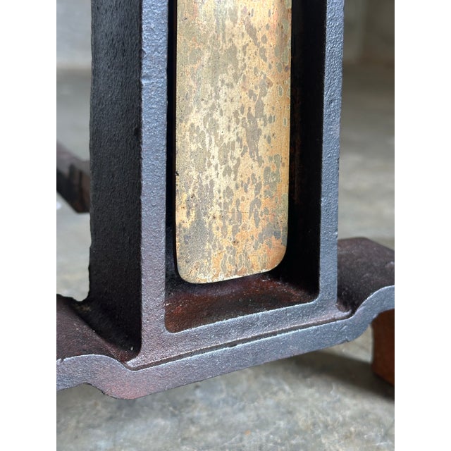Black 1950s Iron and Brass Andirons Attributed to Donald Deskey- A Pair For Sale - Image 8 of 12