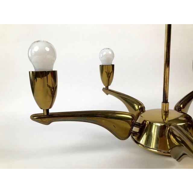 French Brass Chandelier, 1950s For Sale - Image 4 of 12