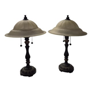 Matching Pair of Traditional-Style Banker/Accent Table Lamps For Sale