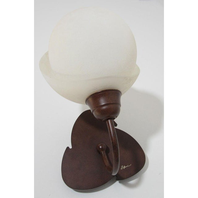 Italian Murano Frosted Glass and Bronze Finish Wall Sconce Clover Base For Sale - Image 14 of 18