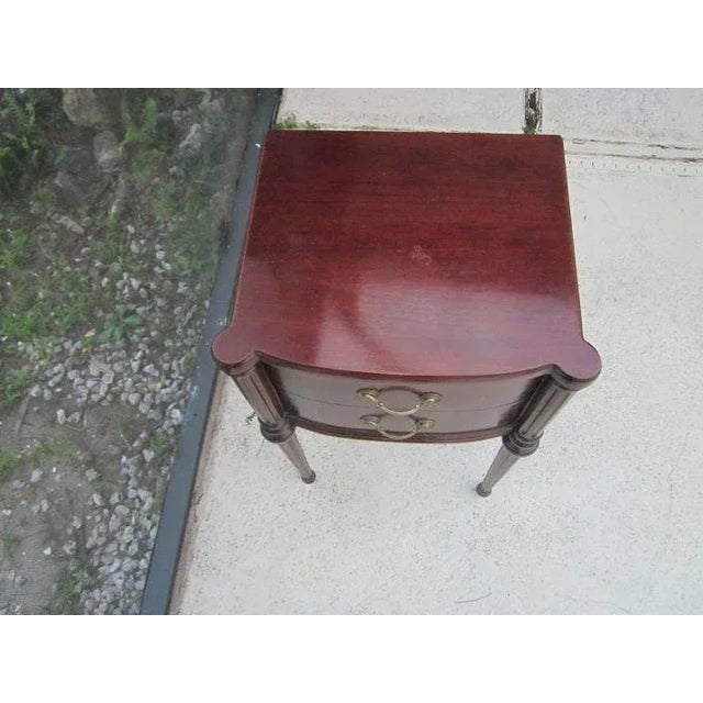 Vintage Wood Side Table in Solid Dark Tone 2 Drawer by John Stuart Co