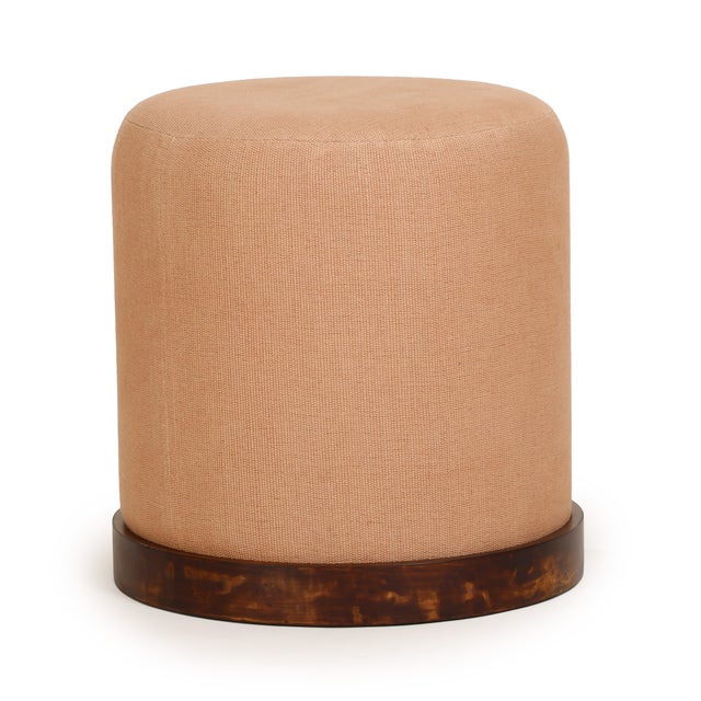 Boho Chic Como Burl and Cotton Jute Designer Accent Stool For Sale - Image 3 of 6