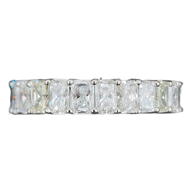 3.80 Ct Platinum Radiant Eternity Band With Gap for Sizing Size 6.5 For Sale