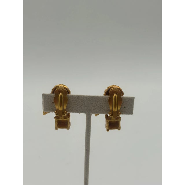 1990s Karl Lagerfeld Bonzaï Gold-toned Clip-on Earrings For Sale - Image 5 of 7