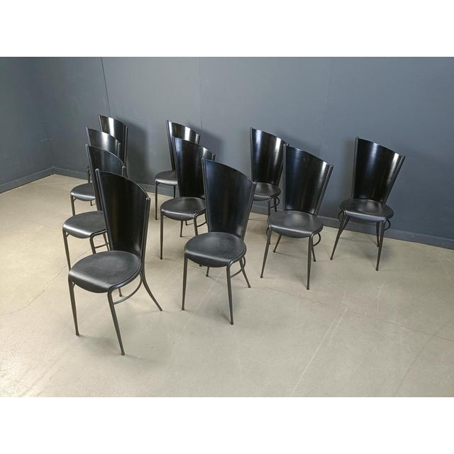 Wood Post Modern Wooden Dining Chairs, 1980s, Set of 10 For Sale - Image 7 of 16