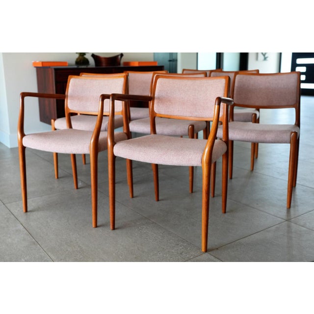 1960s Niels Otto Møller Model #65 & #80 Teak Dining Chairs Set of 8 MCM For Sale - Image 9 of 13