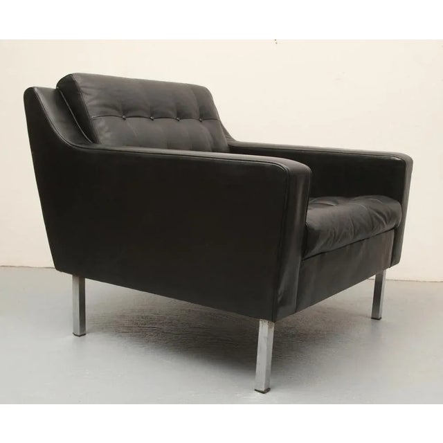 Black Black Leather Armchair, 1960s For Sale - Image 8 of 13